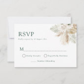 boho pampas groen wedding RSVP kaart (Voorkant)