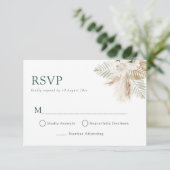 boho pampas groen wedding RSVP kaart (Staand voorkant)
