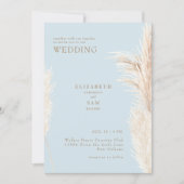 Boho Pampas Hemelblauw Samen met Trouwen Kaart (Voorkant)