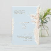 Boho Pampas Hemelblauw Samen met Trouwen Kaart (Staand voorkant)