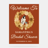 Boho Pampas Herfst Vrijgezellenfeest Welkom Acryl Bord (Voorkant)