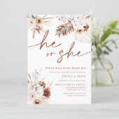 Boho Pampas Hij of zij nodigt beide geslachten uit Kaart (Staand voorkant)