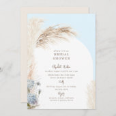 Boho Pampas Icy Blue Vrijgezellenfeest Kaart (Voorkant / Achterkant)