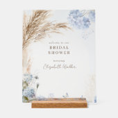 Boho Pampas Ijsblauw Bruidsdouche Acryl Bord (Voorkant)