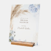 Boho Pampas Ijsblauw Bruidsdouche Acryl Bord (Hoek)