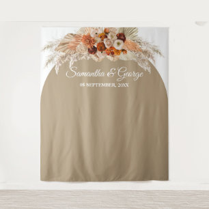 Boho pampas koperen terracotta florale bruiloft wandkleed