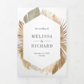 Boho Pampas Krans Gedroogde Palm 3 in 1 Bruiloft Drieluik Uitnodiging (Cover)