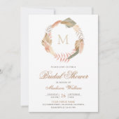Boho Pampas Krans Gedroogde Palmbladeren Bruidsdou Kaart (Voorkant)