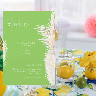 Boho Pampas Lime Groen Samen met Trouwen Kaart