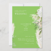 Boho Pampas Lime Groene Witte Hydrangea Huwelijk Kaart (Voorkant)
