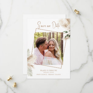 Boho Pampas Loofwerk Foto Bruiloft Save The Date