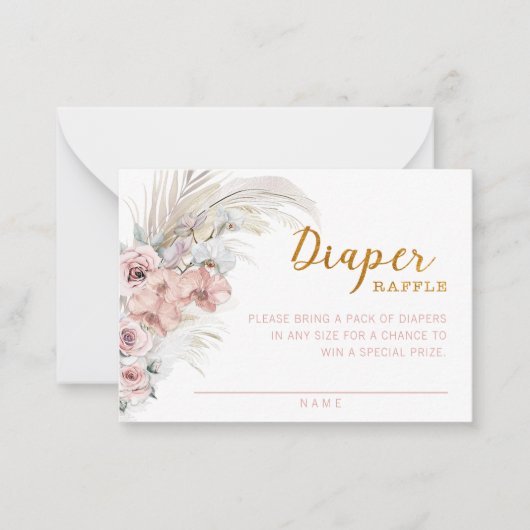 Boho Pampas Luier Raffle Kaart Notitiekaartje (Voorkant)