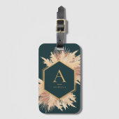 Boho Pampas met Gold Lijst Monogram Bagagelabel (Voorkant (verticaal))