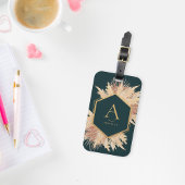 Boho Pampas met Gold Lijst Monogram Bagagelabel