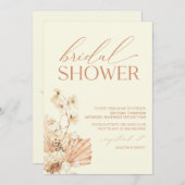 Boho Pampas Modern Bridal Shower floral Invitation Kaart (Voorkant / Achterkant)