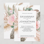 Boho Pampas, Monstera, Tropische veren Bloemen Kaart (Voorkant / Achterkant)