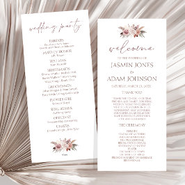 Boho Pampas Neutral Floral Wedding Welkomstprogram