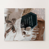 Boho pampas neutrale zwangerschapsaankondiging legpuzzel (Horizontaal)