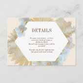 Boho Pampas Orchid Wedding Details Kaart (Voorkant)