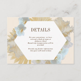 Boho Pampas Orchid Wedding Details Kaart