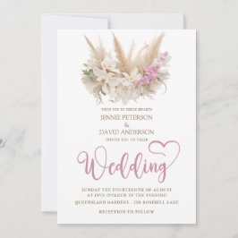Boho Pampas & Orchidee bruiloft uitnodiging Folie