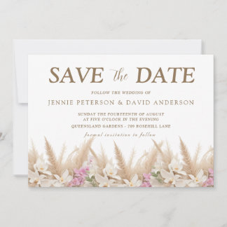 Boho Pampas & Orchidee Save the Date Kaart Wedding