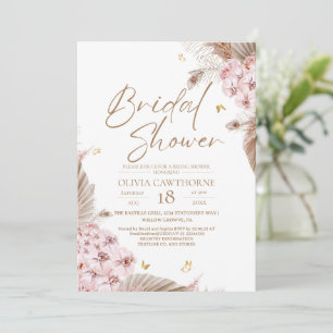 Boho Pampas Orchidee Trouwfeest Uitnodiging