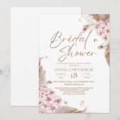 Boho Pampas Orchidee Trouwfeest Uitnodiging (Voorkant / Achterkant)