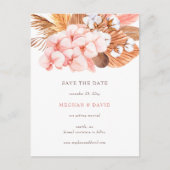 Boho Pampas Orchids Cotton Blush Save the Date Aankondigingskaart (Voorkant)