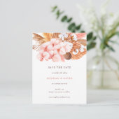 Boho Pampas Orchids Cotton Blush Save the Date Aankondigingskaart (Staand voorkant)