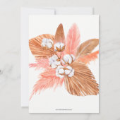 Boho Pampas Orchids Cotton Blush Vrijgezellenfeest Kaart (Achterkant)