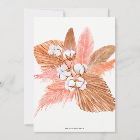 Boho Pampas Orchids Cotton Blush Vrijgezellenfeest Kaart (Achterkant)
