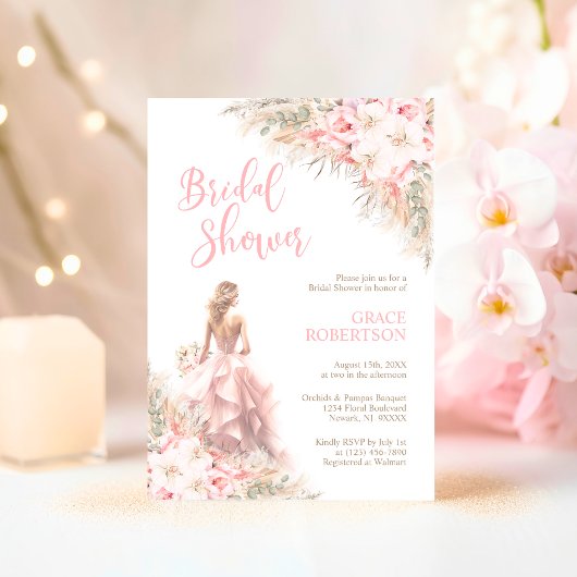 Boho Pampas Orchids Pioenenjurk Vrijgezellenfeest Kaart