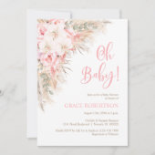 Boho Pampas Orchids Pioenrozen Meisje Oh Baby show Kaart (Voorkant)