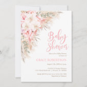 Boho Pampas Orchids Pioenrozen Neutraal Baby showe Kaart (Voorkant)