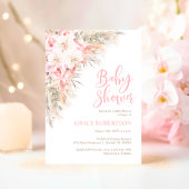 Boho Pampas Orchids Pioenrozen Neutraal Baby showe Kaart