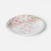 Boho Pampas Orchids Pioenrozen Neutraal Baby showe Papieren Bordje (Gekanteld)