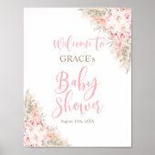 Boho Pampas Orchids Pioenrozen Welkom Baby shower Poster (Voorkant)