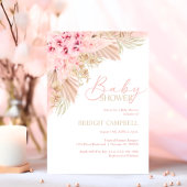 Boho Pampas Orchids Roze Neutraal Baby shower Kaart