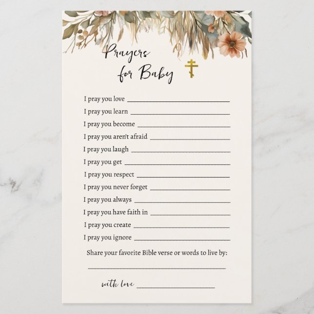 Boho Pampas Orthodoxe gebeden voor Baby (Voorkant)