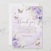 Boho Pampas Paarse Bloemen Foto Begrafenismonument Bedankkaart (Achterkant)