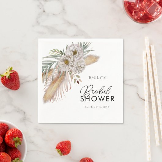 Boho Pampas & Palm Waterverf Vrijgezellenfeest Servet (Insitu)