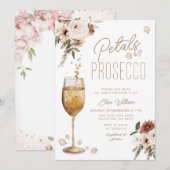 Boho Pampas Petals en Prosecco Vrijgezellenfeest Kaart (Voorkant / Achterkant)