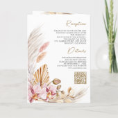 Boho Pampas Pink Orchid Floral QR Code Wedding (Achterkant)