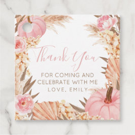 Boho Pampas Pink Pumpkin Bridal Shower Favor etiqu Bedankjes Labels