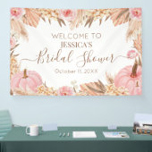 Boho Pampas Pink Pumpkin bridal shower Welcome  Spandoek (Beurs)