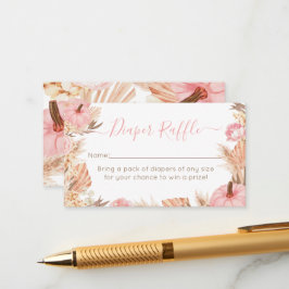Boho Pampas Pink Pumpkin diaper raffle Informatiekaartje