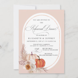 Boho Pampas Pompoenen Herfst Rehearsal Dinner Kaart