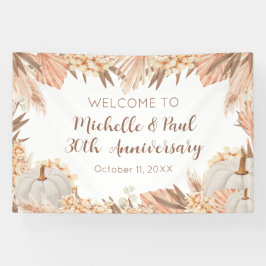 Boho Pampas Pumpkin anniversary Welcome banner