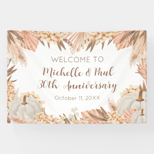 Boho Pampas Pumpkin anniversary Welcome banner (Horizontaal)
